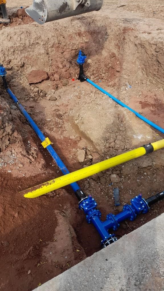 Gas and Water pipes in a trench